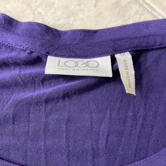 LOGO Lori Goldstein Womens plus size 1X Purple LS Tunic Top stretch Jersey Knit - Picture 9 of 12